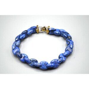 Gems En Vogue Dumortierite Interchange Bracelet Blue Stone Sterling Gold Plating